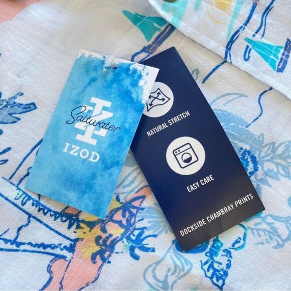 IZOD Chambray SS Button-Down Shirt - Picture 6 of 10